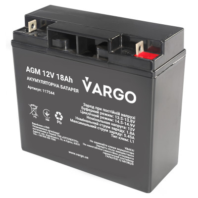 Акумулятор VARGO 12V 18AH (117544) свинцево-кислотний аккумулятор Акумулятор VARGO 12V 18AH (117544) свинцево-кислотний аккумулятор