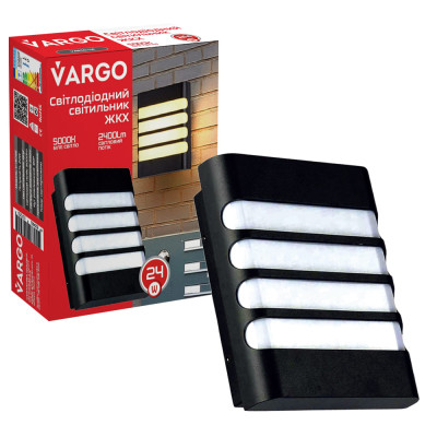 LED свiтильник VARGO ЖКХ 24W 6500K 2400lm IP54 прямокутн.з решіткою Розмір: 200x162x58мм (111853)